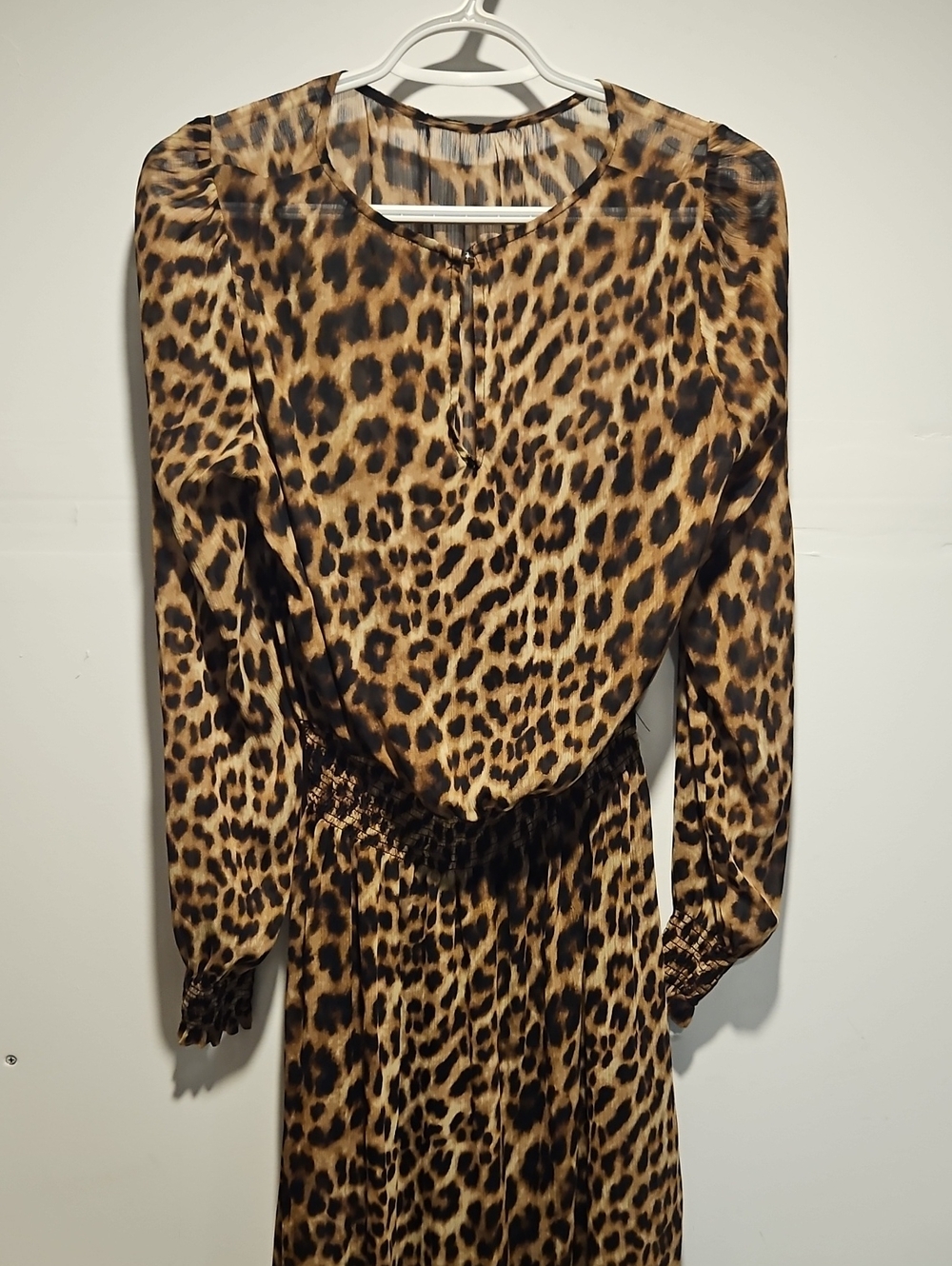 Tommy Hilfigef 10  Summer Leopard Print Long Sleeve Women’s Dress - Brown